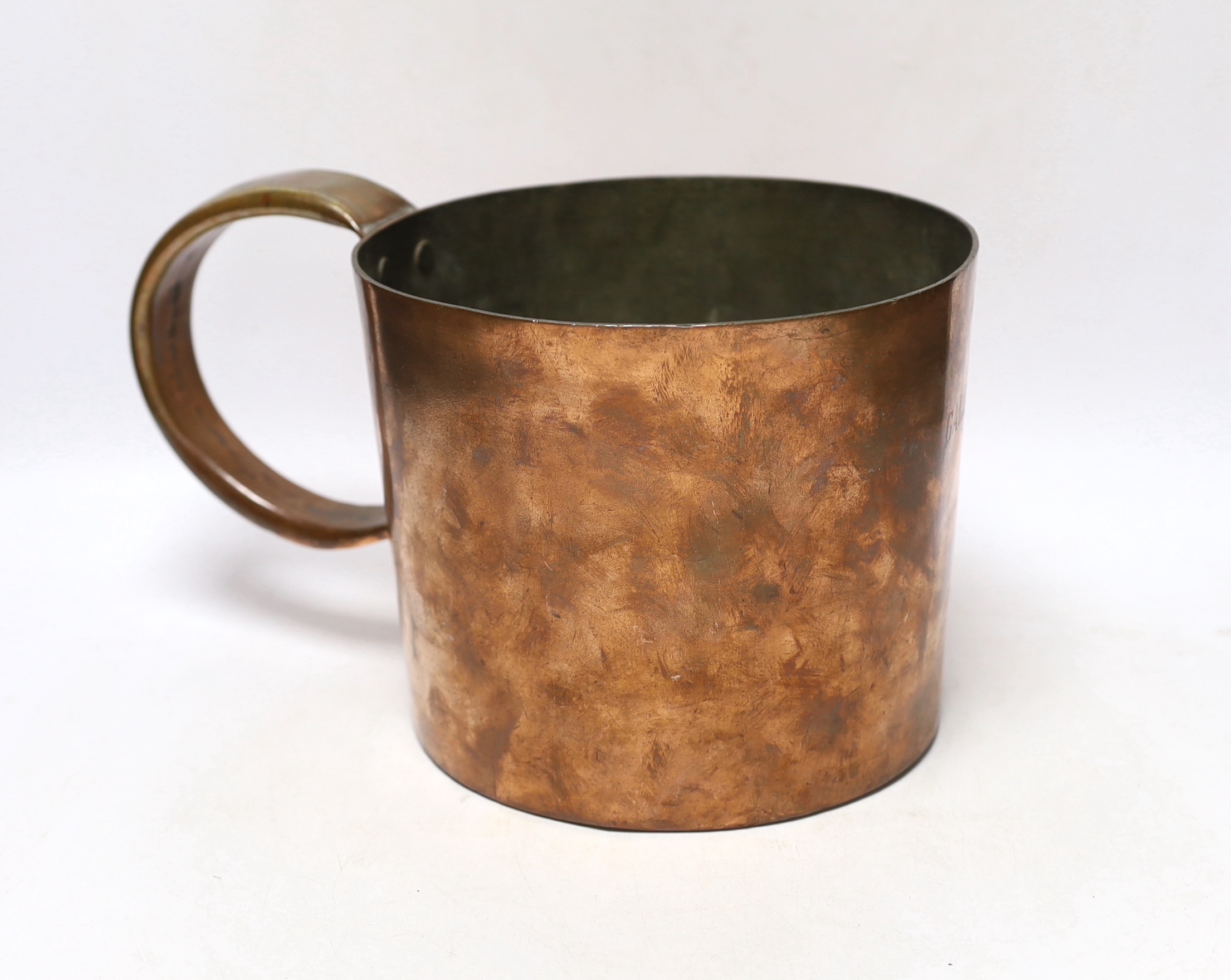 A one gallon Royal Navy rum measure, stamped 1941, handle 18cm high